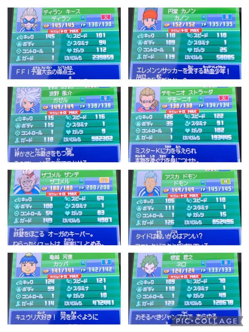 イナズマイレブン3 世界への挑戦!!ジ・オーガ 極限育成データ