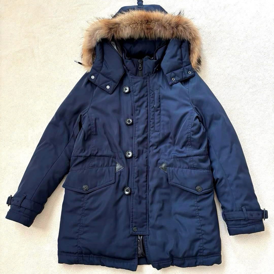 【美品】ナノユニバース 西川ダウン N-3Bダウンジャケット ファー S 紺 【美品】ナノユニバース 西川ダウン N-3Bダウンジャケット ファー S 紺