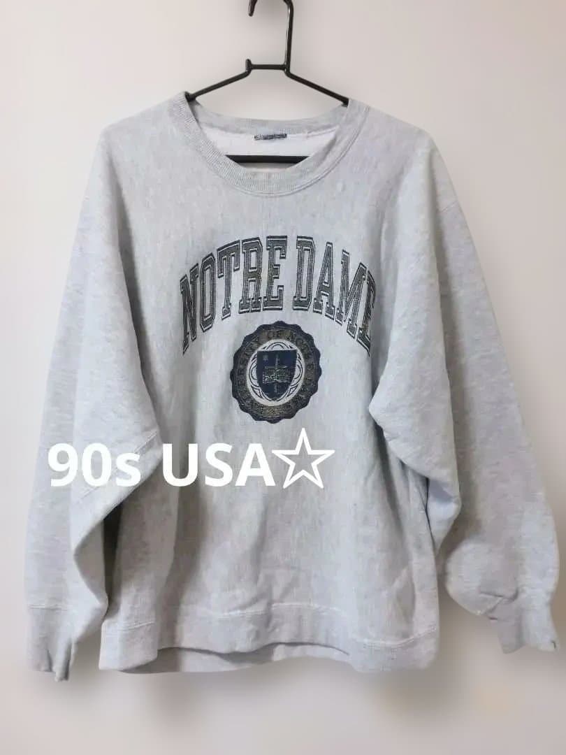 90sリバースウィーブJansport ノートルダム大学 カレッジスエットL JAN SPORT