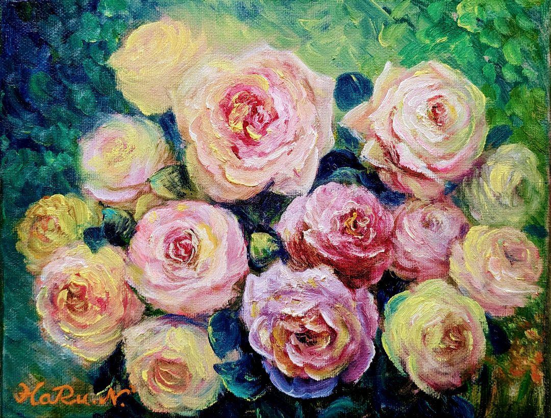 画家haru☆油彩画F8号☆薔薇☆真作、原画☆ 画家haru☆油彩画F8号☆薔薇☆真作、原画☆