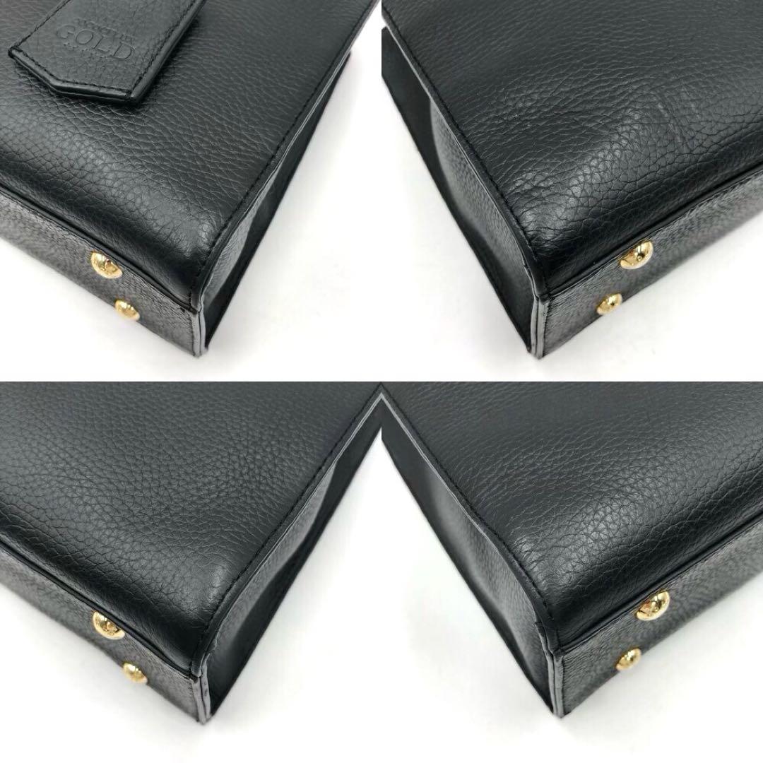 極美品 ココセリュクスゴールド 2way ショルダーバッグ シボ革 ブラック 極美品 ココセリュクスゴールド 2way ショルダーバッグ シボ革