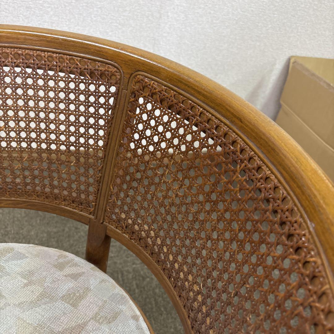 カリモク家具 ラウンド椅子 籐編み ラタン　背もたれ ①