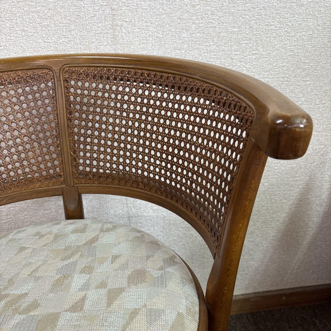 カリモク家具 ラウンド椅子 籐編み ラタン　背もたれ ①