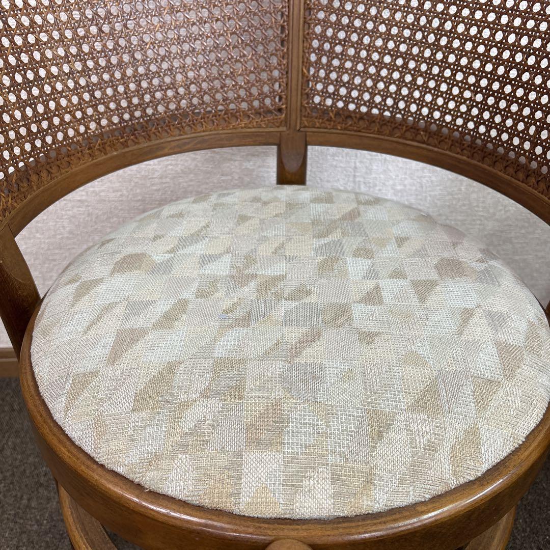 カリモク家具 ラウンド椅子 籐編み ラタン　背もたれ ①