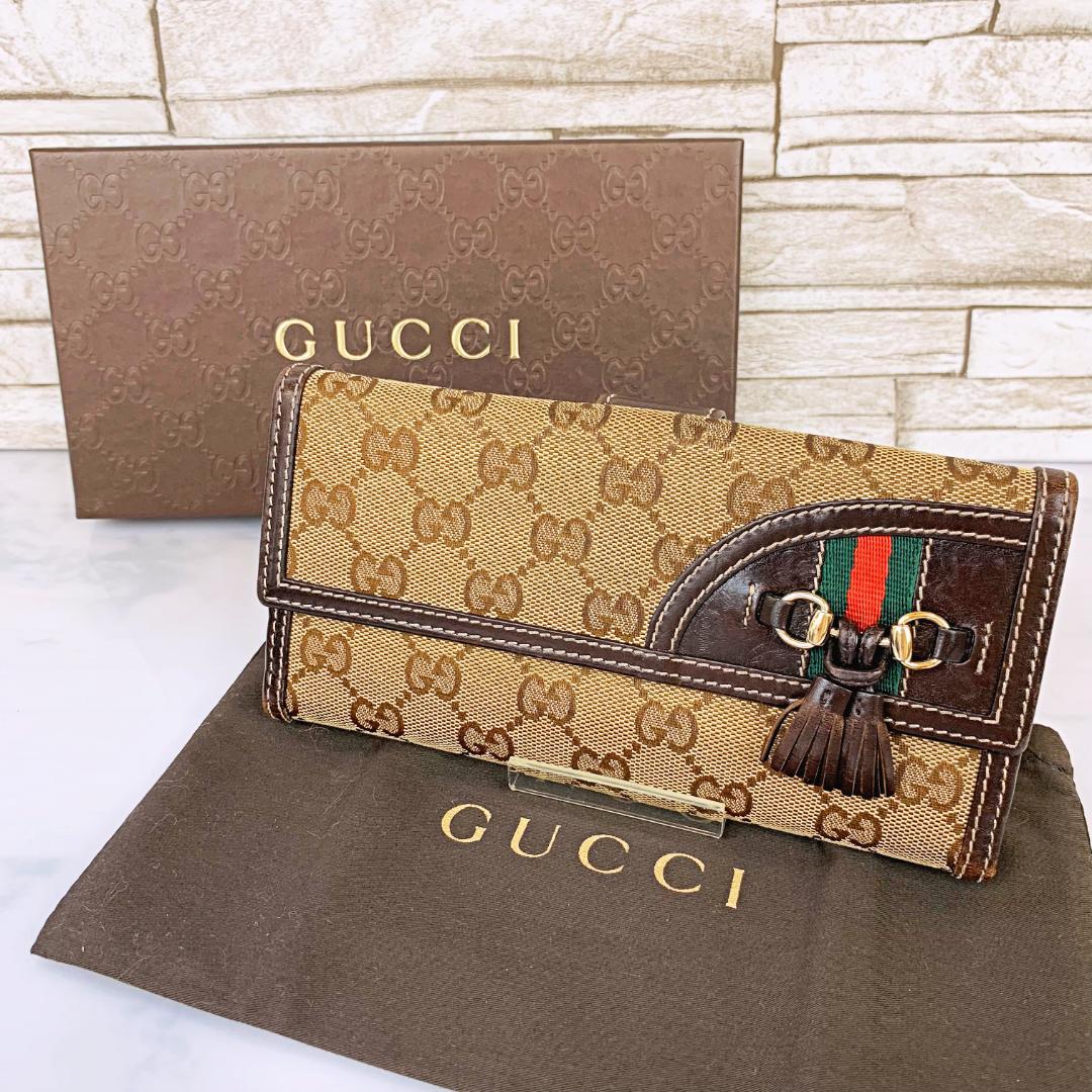 【美品】GUCCI 長財布 GGスプリーム シェリーライン 美品】GUCCI 長財布 オフィディア シェリーライン GGスプリーム