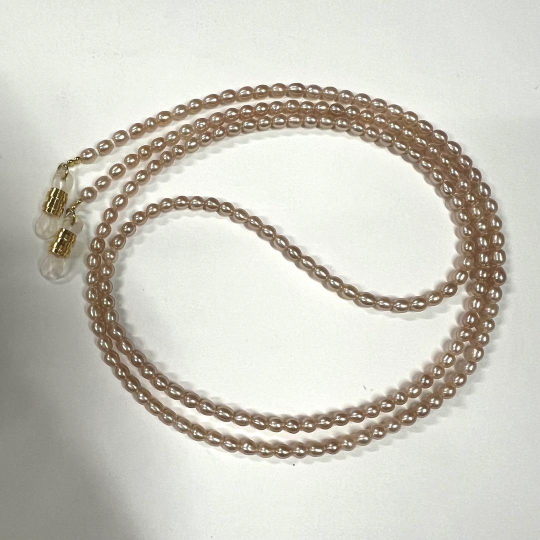 淡水パール 眼鏡チェーン メガネチェーン ピンク 約78.5㎝ ②