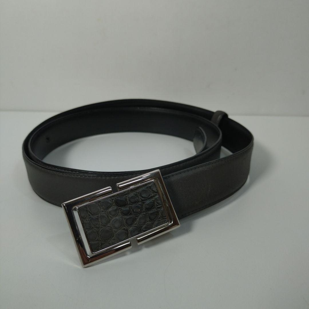 dunhill/リバーシブル　ベルト　クロコダイル風バックル