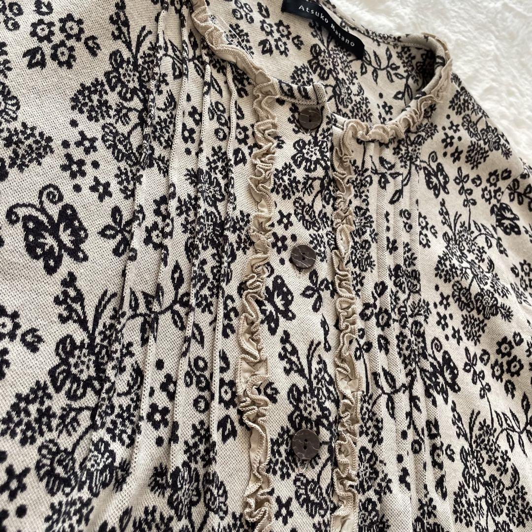 美品　Atsuko Matano ルームウェア　ワンピース　ワコール　黒猫　蝶