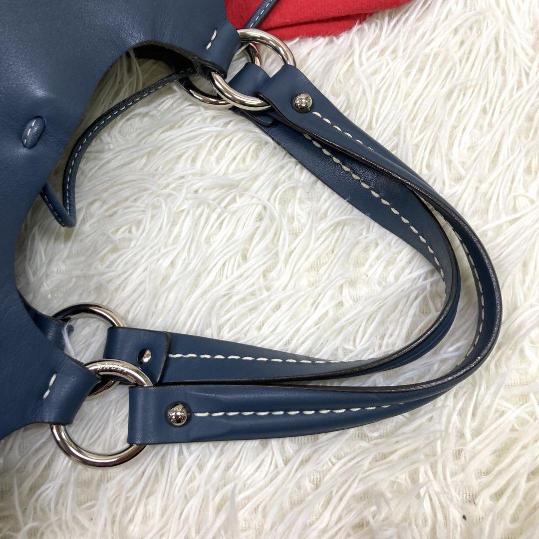 超希少・極美品✨　バリー　トートバッグ　ネイビー　シルバー金具　A4収納