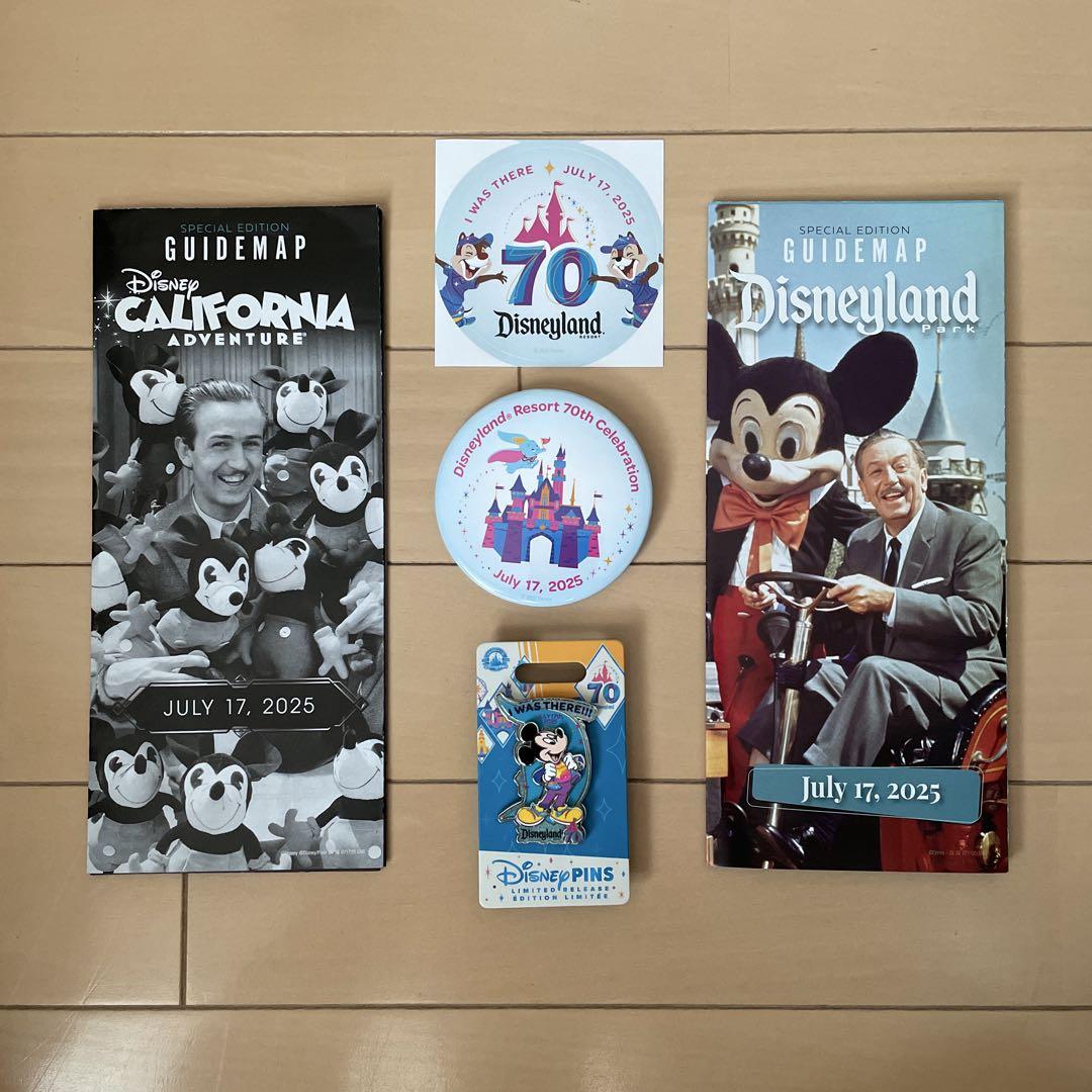 ディズニーランド　70周年　開園日　ガイド　ピン　シール　セット