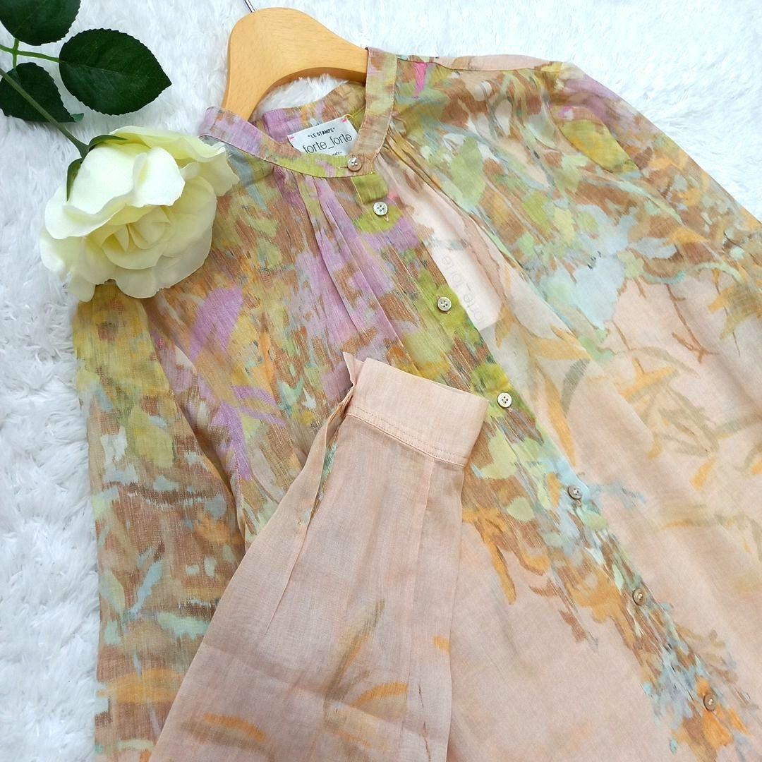 ☆7.6万☆ forte forte 新品 シルク混 フローラルシアーブラウス