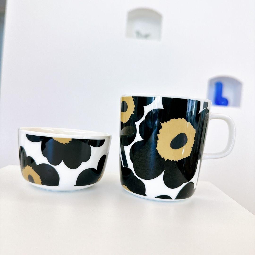マリメッコ ウニッコ marimekko ブラック マグカップ ボウル 2客