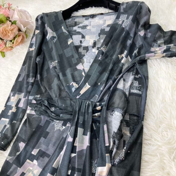 美品⭐️マックスマーラ カシュクールワンピース シルク混 膝丈 七分袖