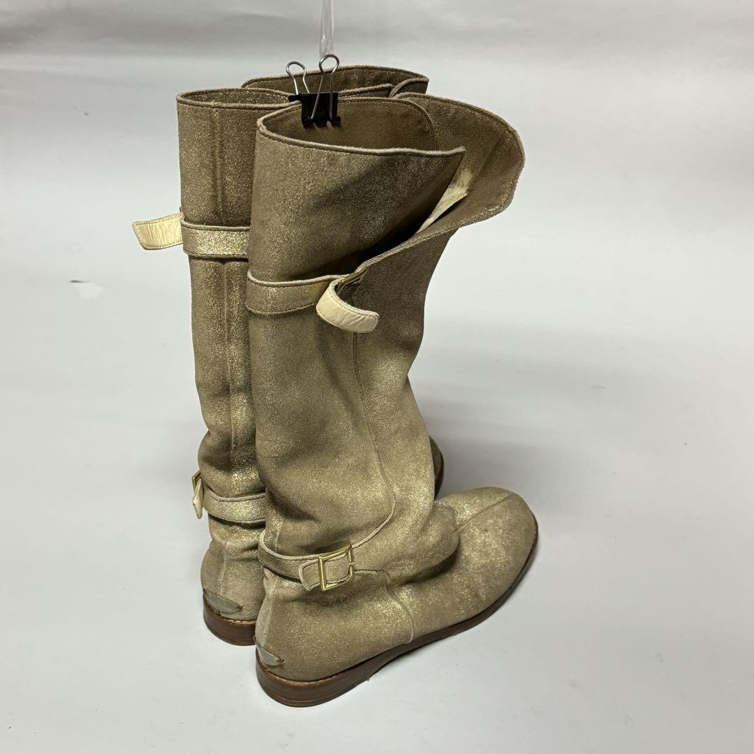JIMMY CHOO レザーブーツ ゴールド ジャンク品
