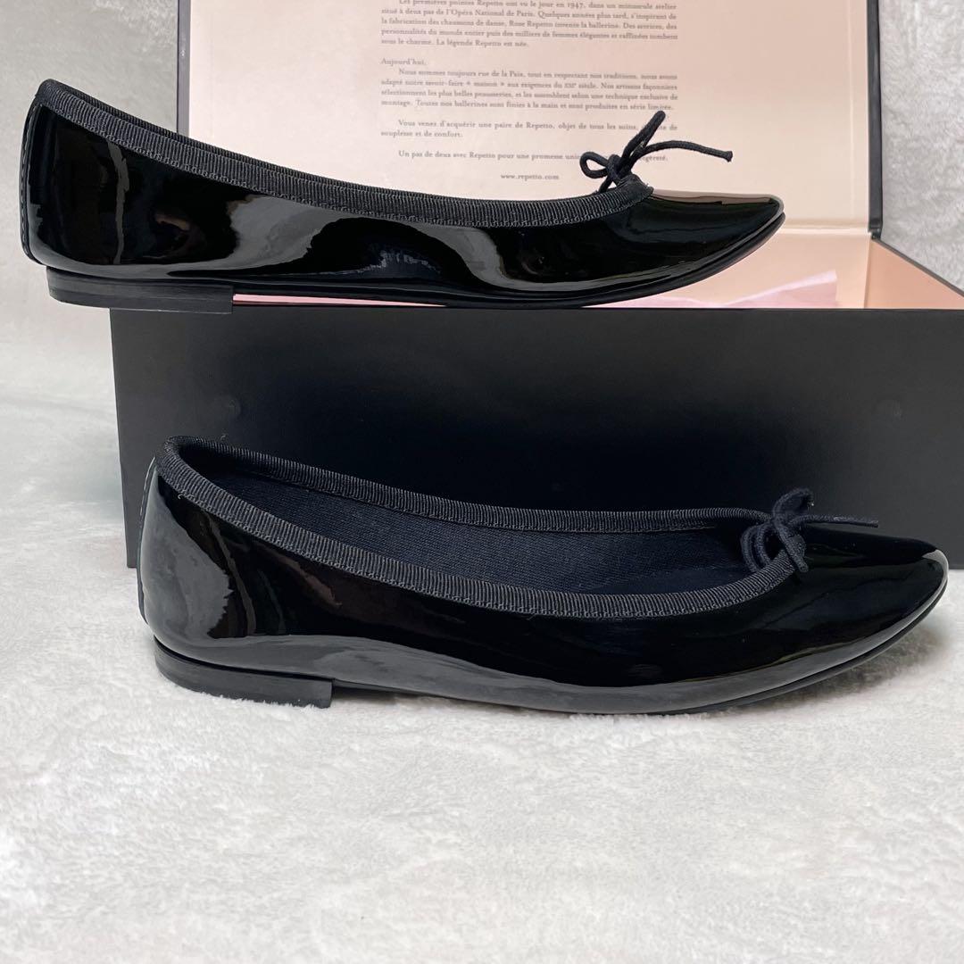 Repetto レペット 黒 37 リボン バレエシューズ フラット パンプス