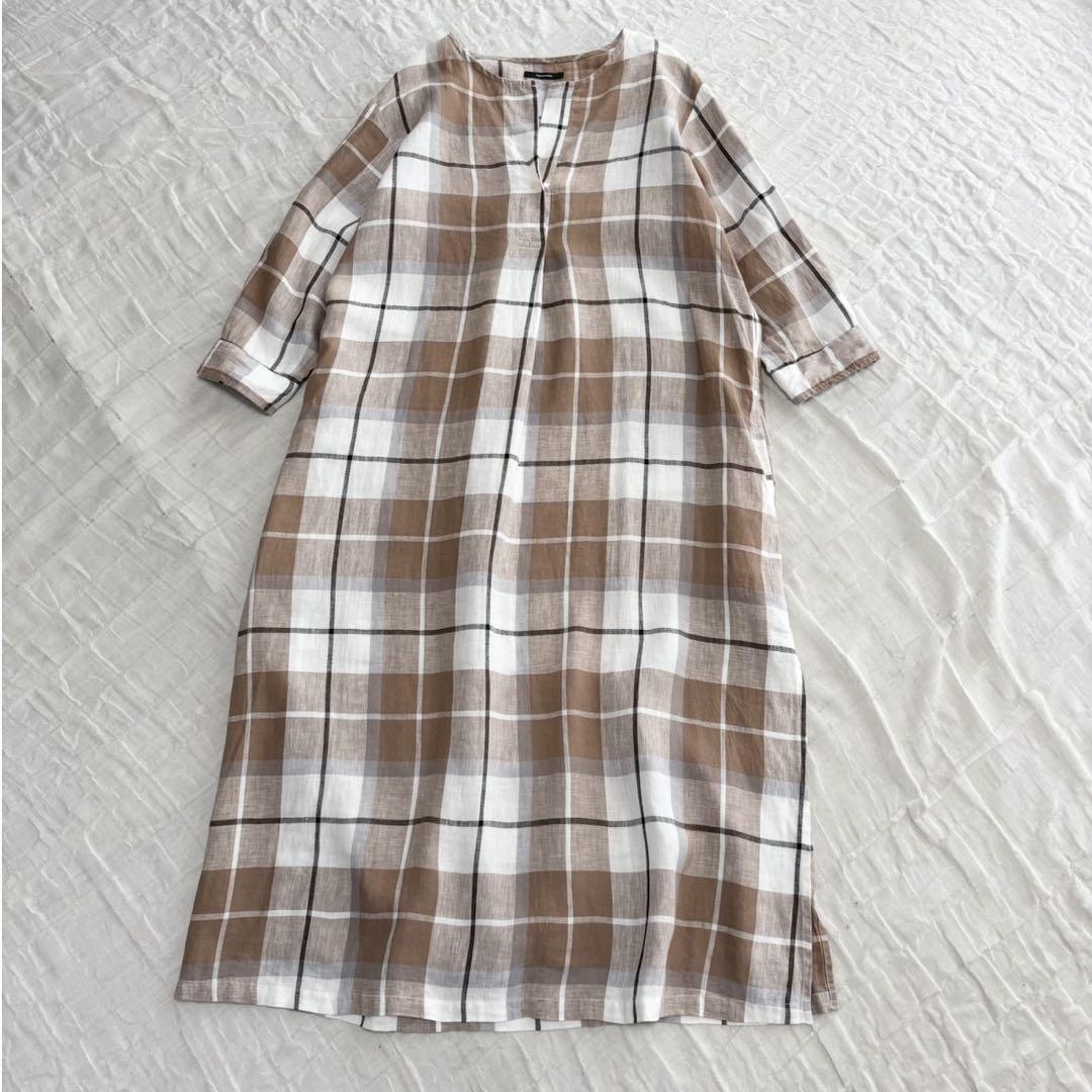 【美品】 ジャーナルスタンダード 40リネンチェックワンピース ロングワンピース 【美品】 ジャーナルスタンダード 40リネンチェックワンピース ロングワンピース