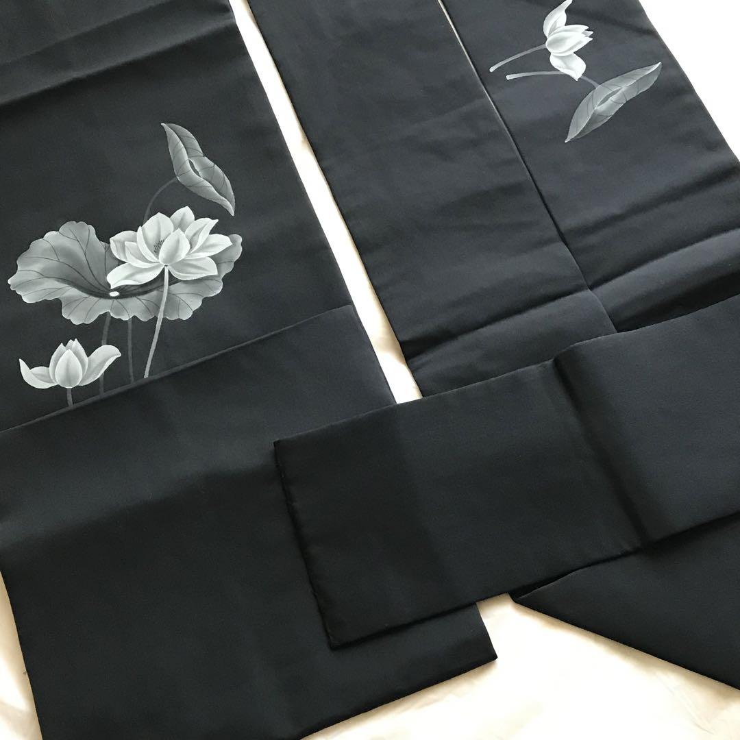 二部式 文化帯 黒 吉祥文様 kimono obi お盆 夏帯