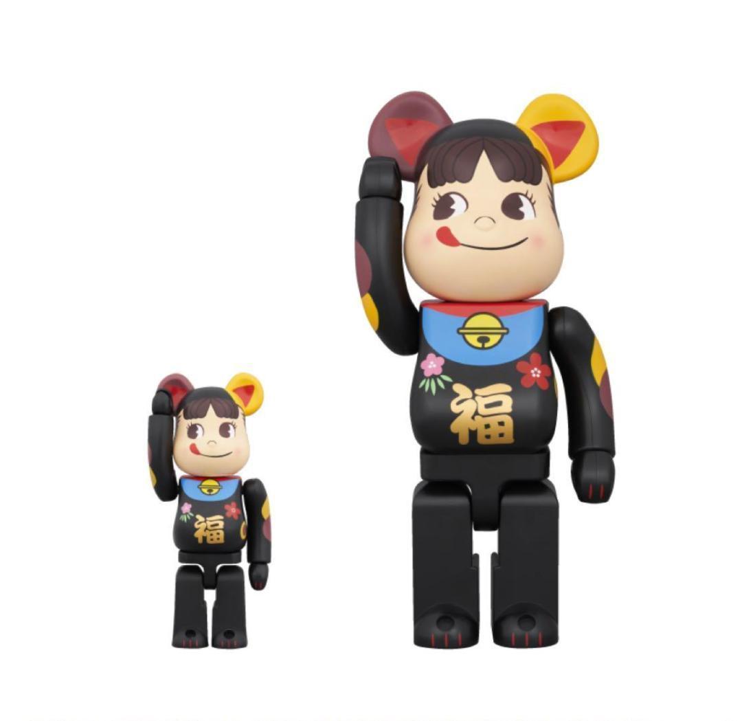 BE@RBRICK 招き猫 ペコちゃん 福 黒 100% & 400%