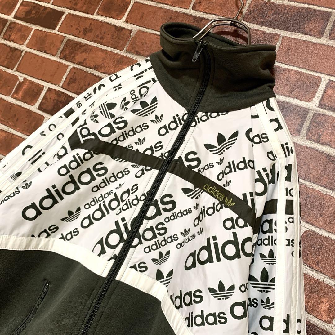 【希少デザイン】adidas★アディダス総柄★トラックジャケット★オリーブカラー 画像3