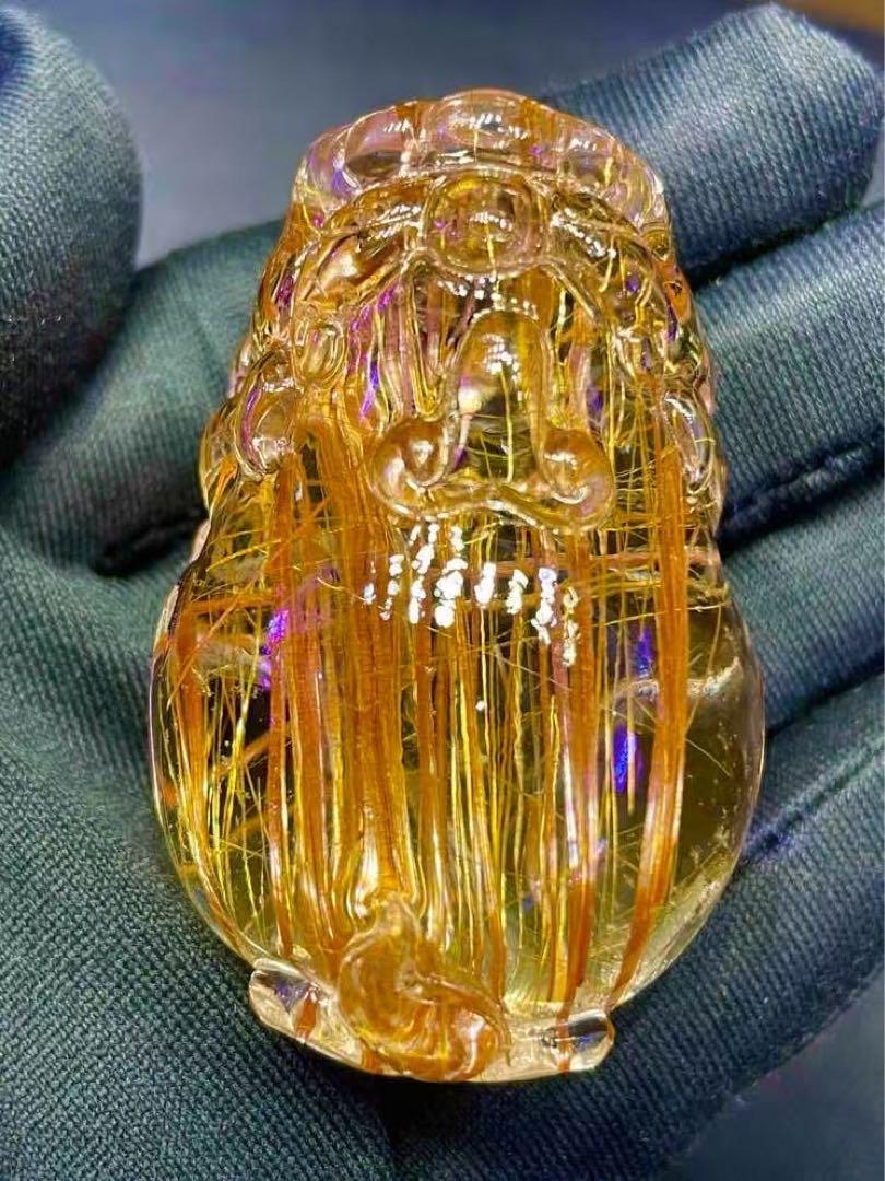 ⭐︎天然銅色ゴールドルチルクオーツ 置物 101.3g