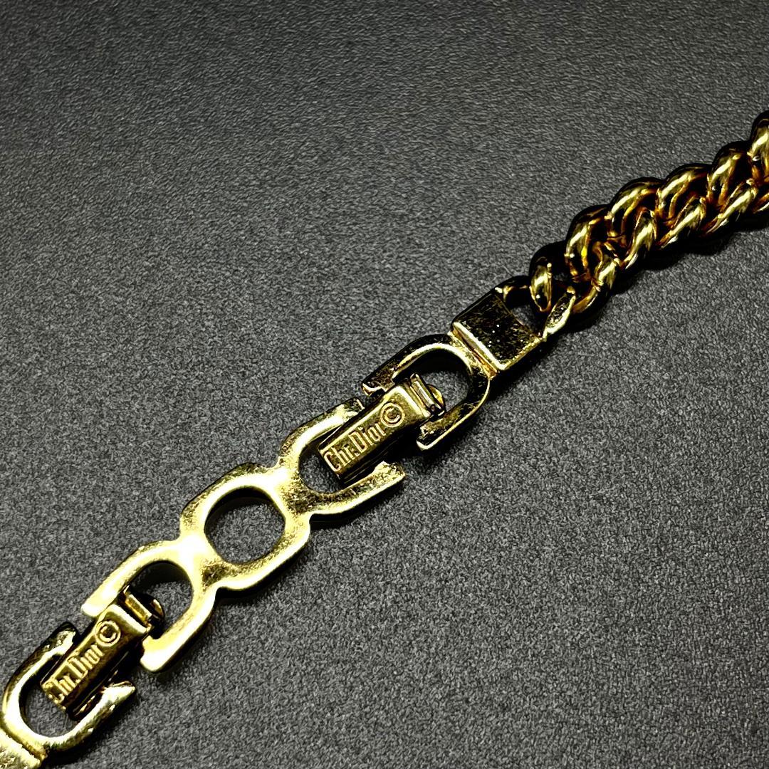 Dior ディオール ビジュー ネックレス カラーストーン ブルー 喜平チェーン