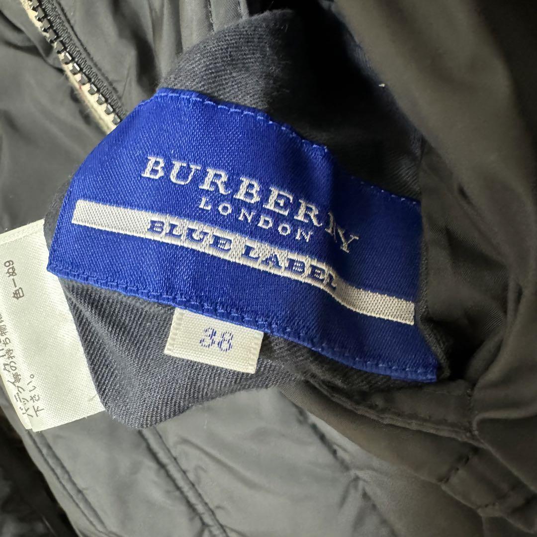 【美品】バーバリーブルーレーベル ファー　ノバチェック ブルゾン 38 三陽商会 極美品 バーバリー ブルーレーベル リバーシブル 中綿 ブルゾン