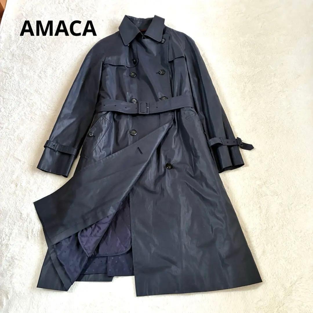 AMACA アマカ 万能トレンチコートライナー ベルト付 光沢ネイビー LサイズL AMACA
