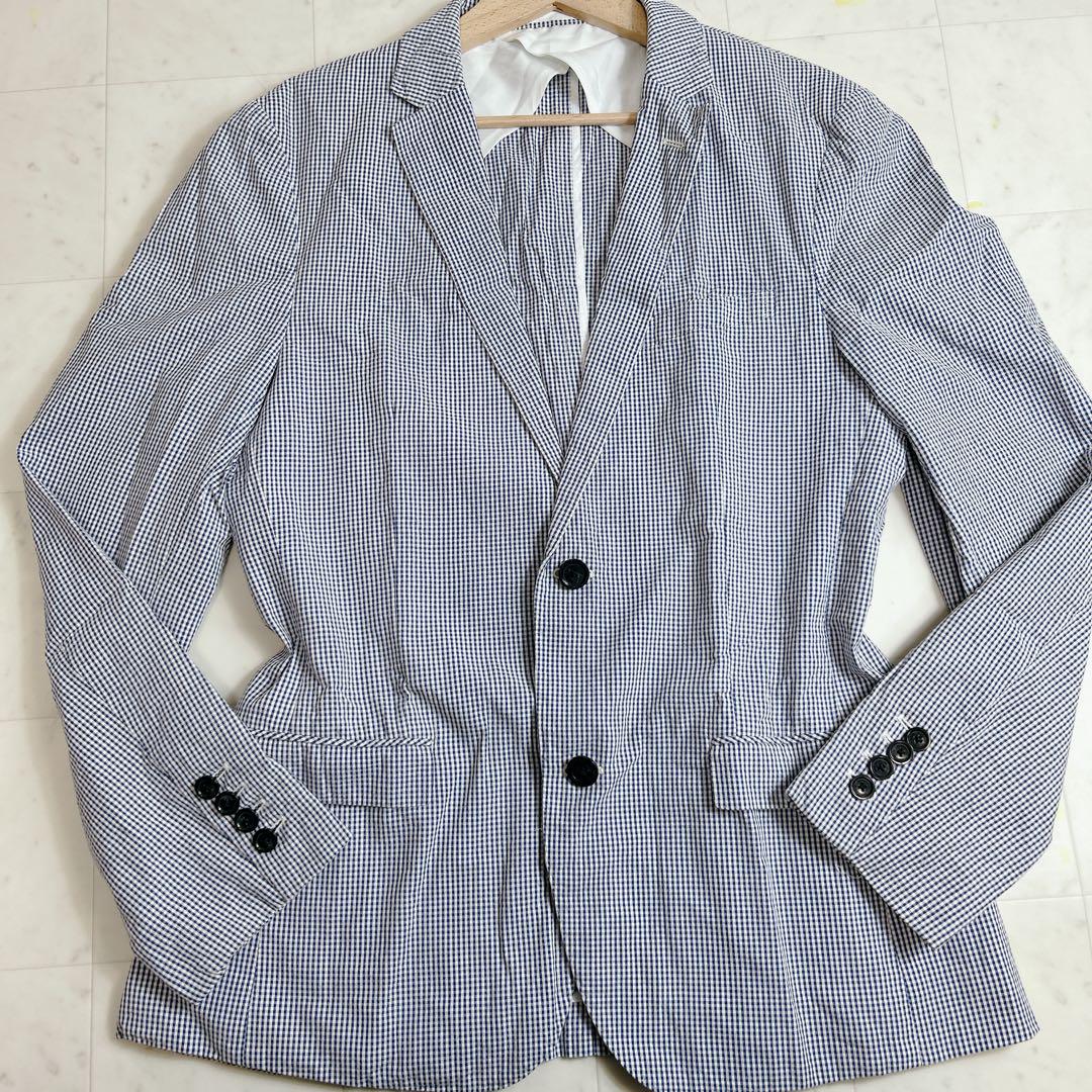 Burberry Black Labelシアサッカー 夏用 ジャケット M バーバリーブラックレーベル シアサッカー サマージャケット 美
