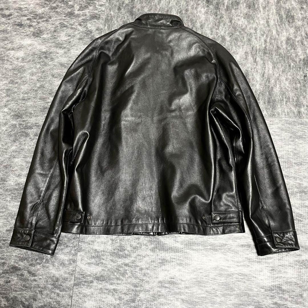 本革 NEWYORKER シングルレザージャケット 羊革 ジップアップ メンズL