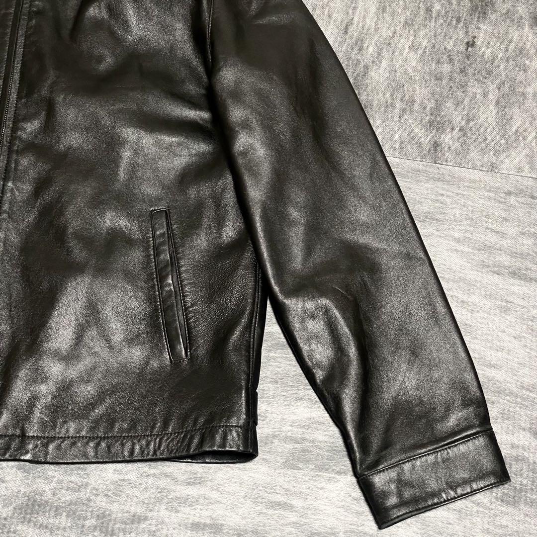 本革 NEWYORKER シングルレザージャケット 羊革 ジップアップ メンズL