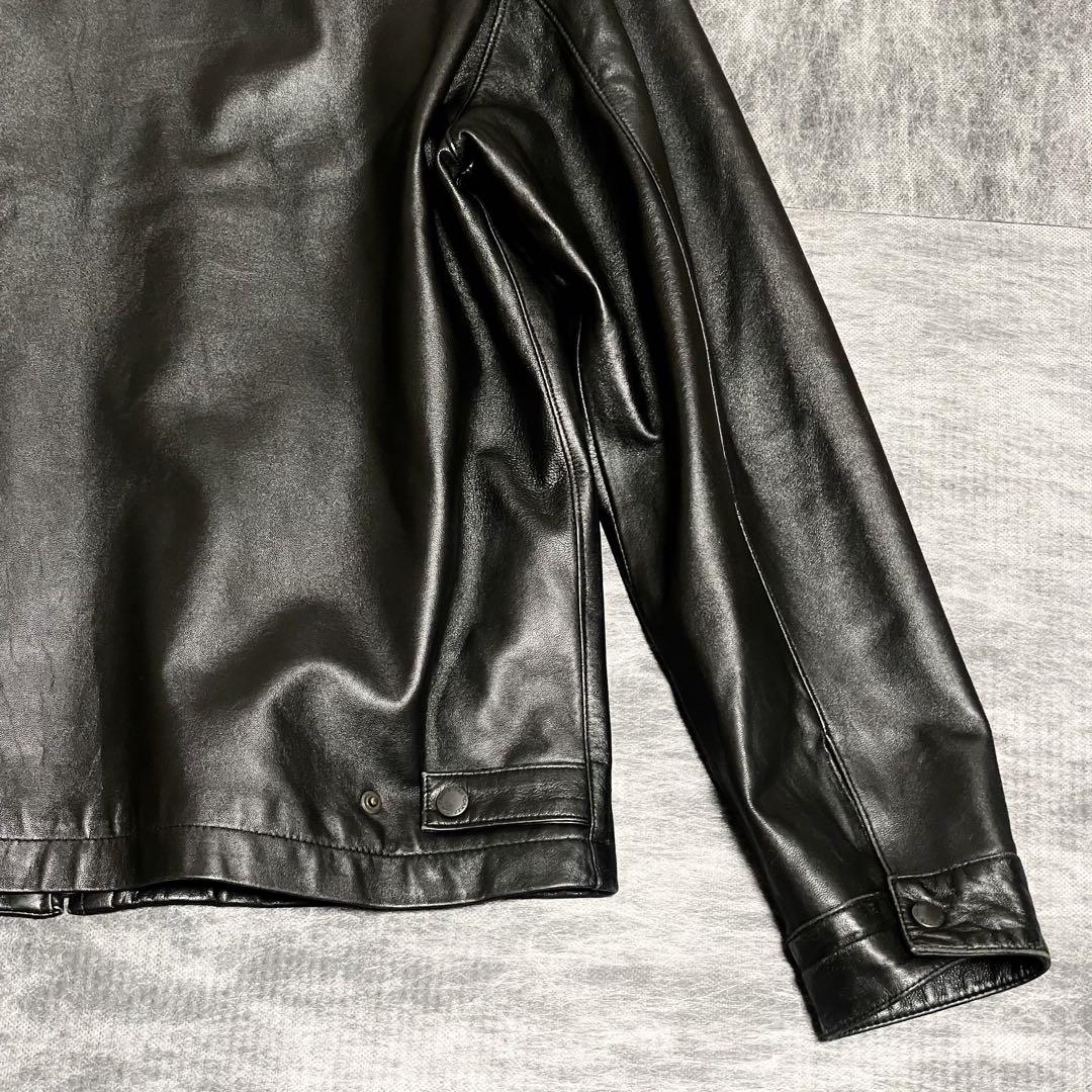 本革 NEWYORKER シングルレザージャケット 羊革 ジップアップ メンズL