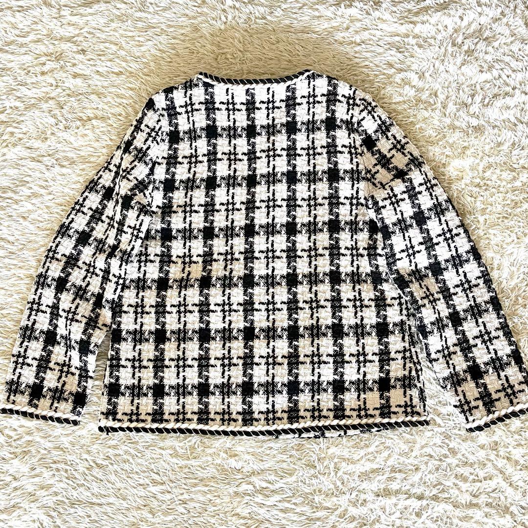 専用【美品】Evafreedom ノーカラー ツイードジャケット 千鳥格子 上品