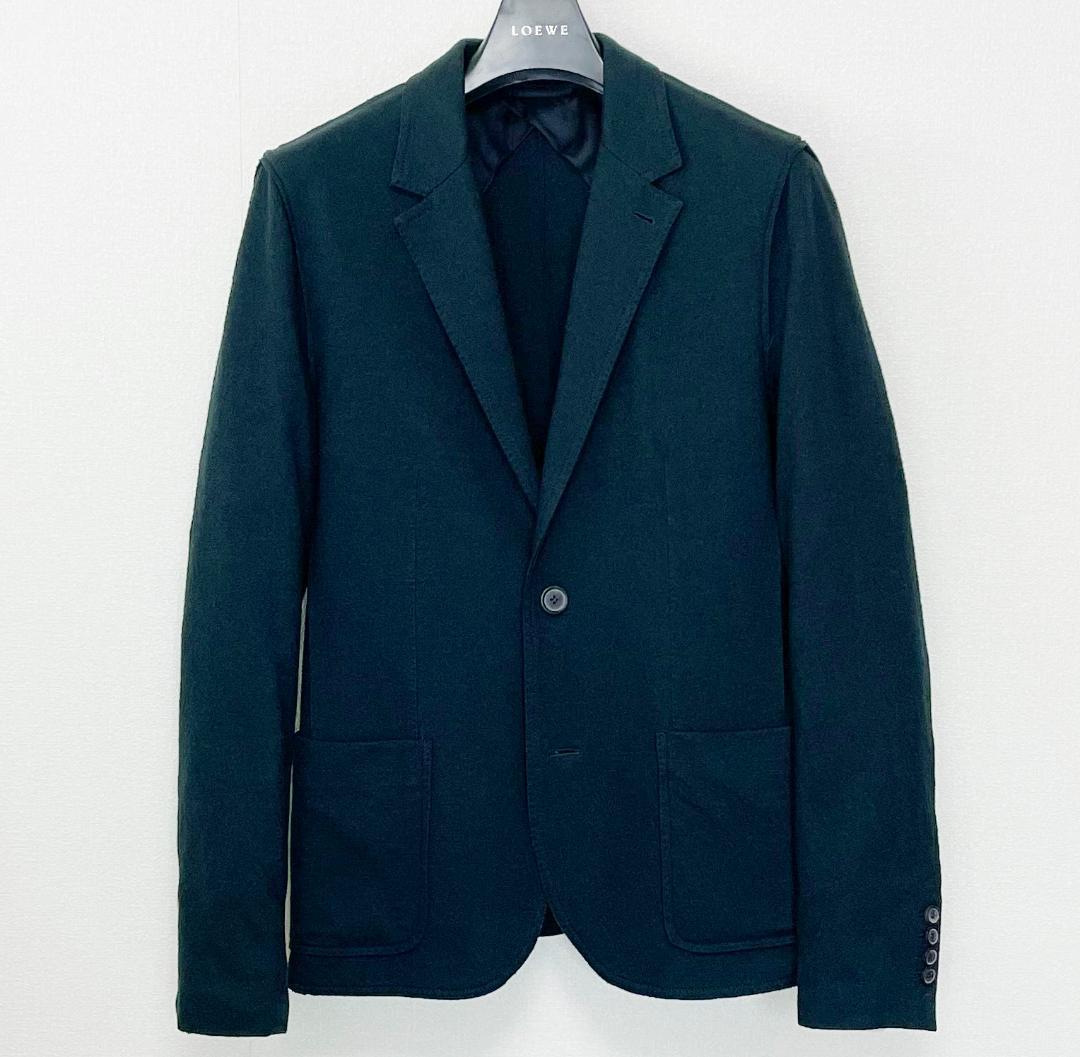 極美品 ルカ期 ランバン【LANVIN】ストレッチウール薄手ニットジャケット48
