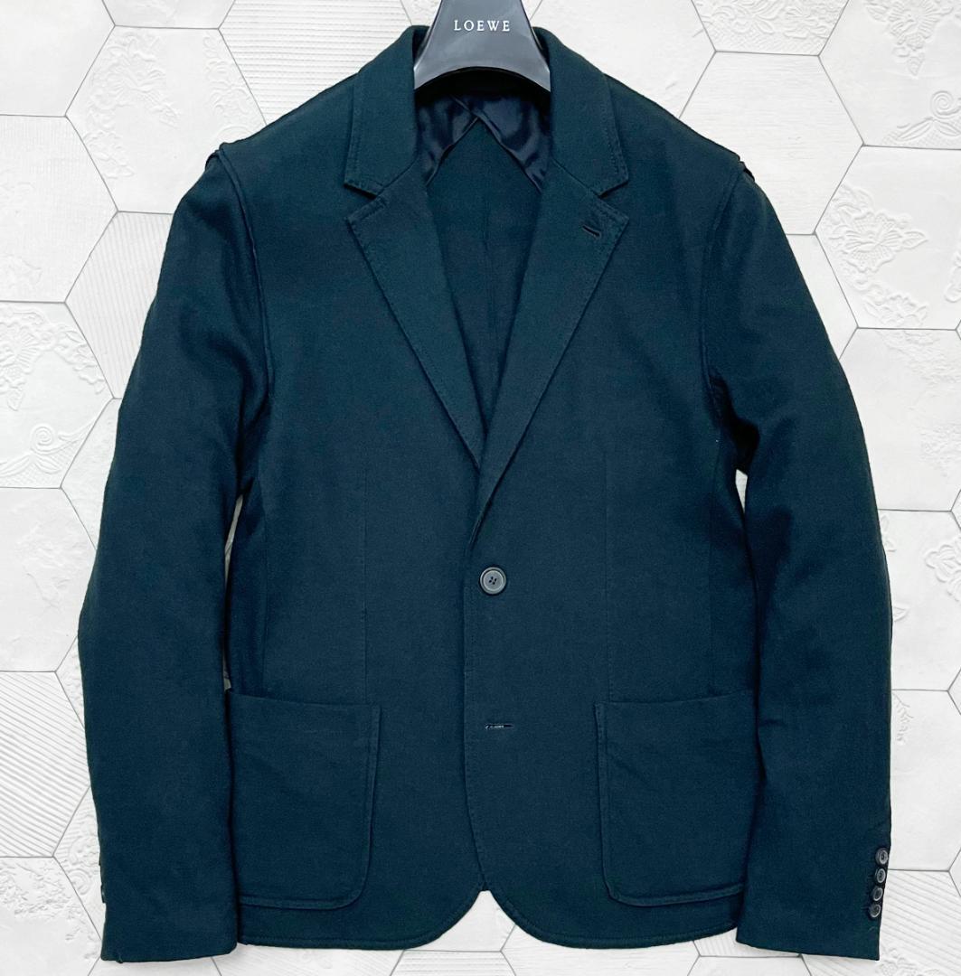極美品 ルカ期 ランバン【LANVIN】ストレッチウール薄手ニットジャケット48