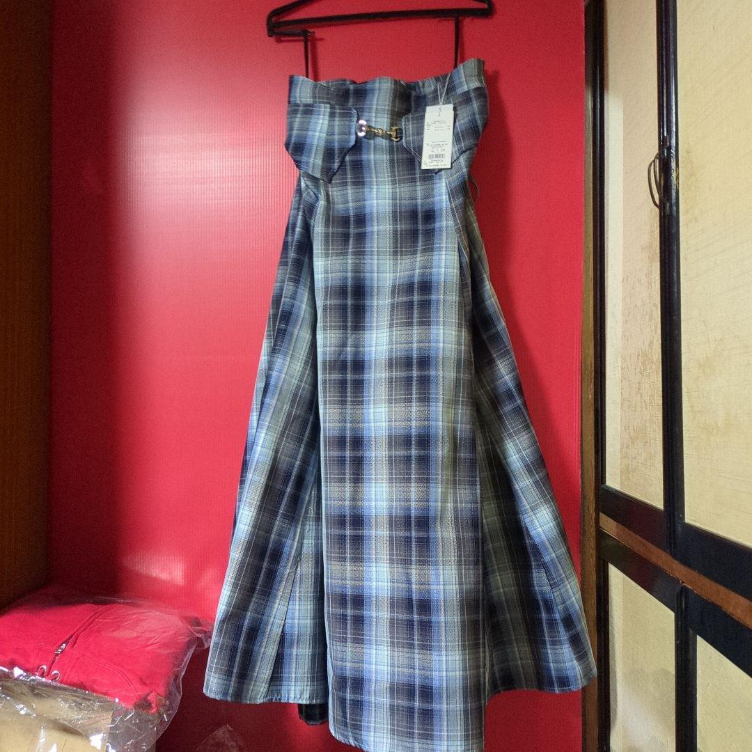 新品　dazzlin　チェック柄ロングスカート Mサイズ 青系
