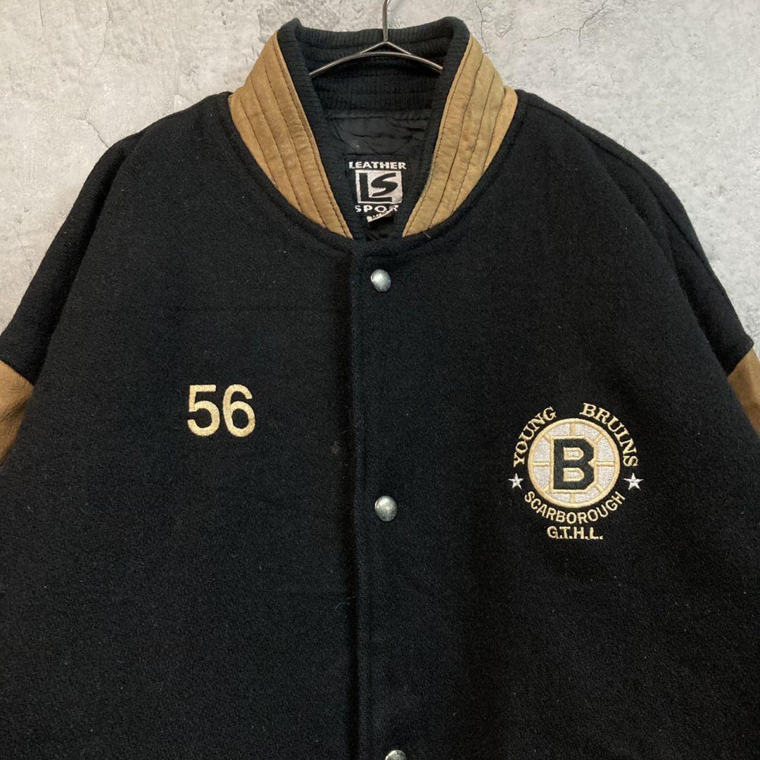 超特価得価 US古着 vintage レザー ウール チーム スタジャン 刺繍ロゴ XL ikcOf-m16594873982 限定品特価