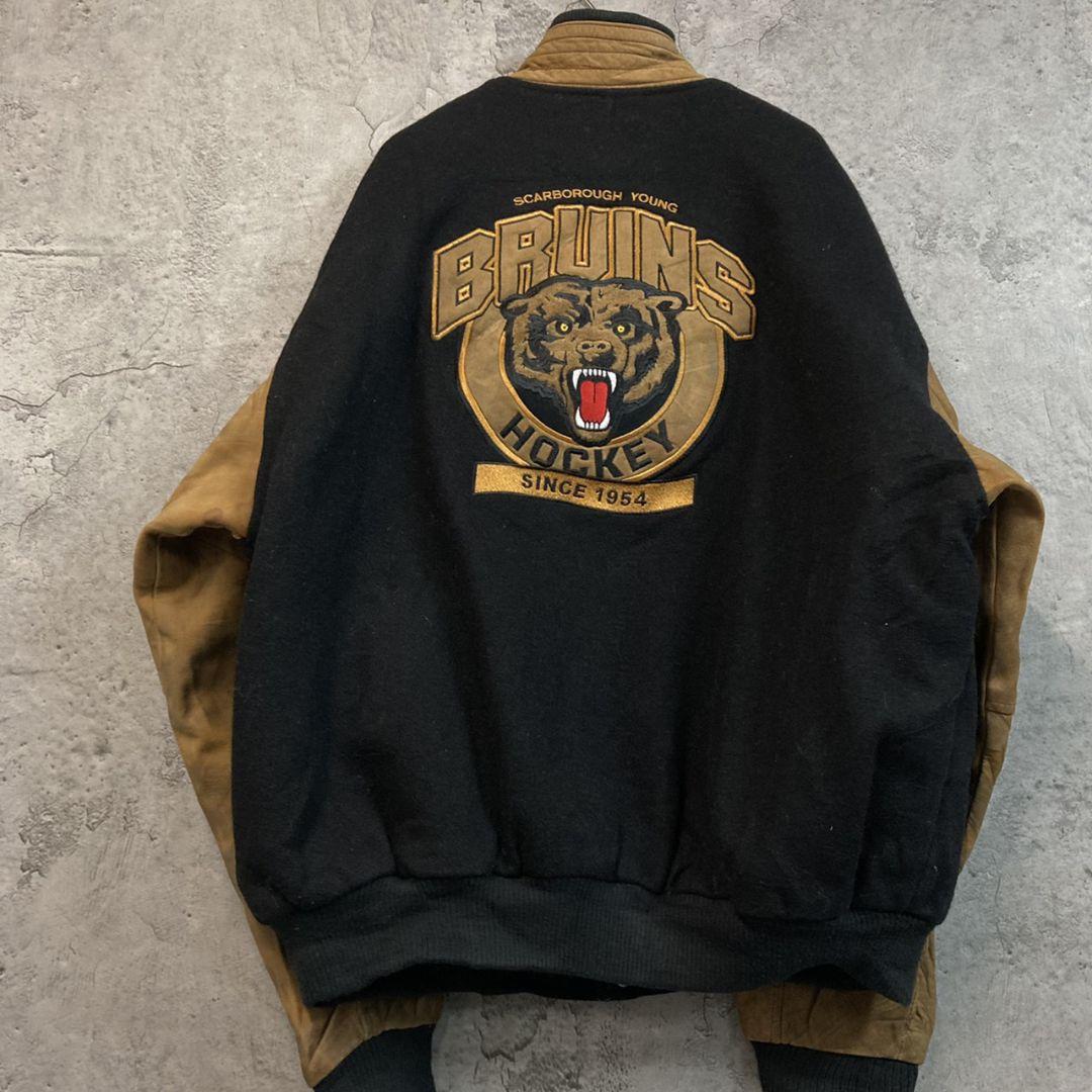 超特価得価 US古着 vintage レザー ウール チーム スタジャン 刺繍ロゴ XL ikcOf-m16594873982 限定品特価