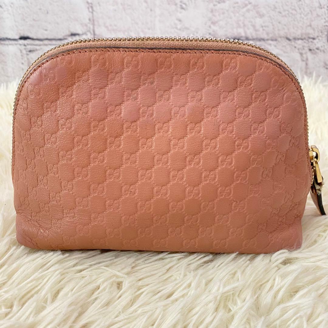 GUCCI マイクロシマ 化粧ポーチ 449893 ピンク gg柄 本革 | vorpichiro.com