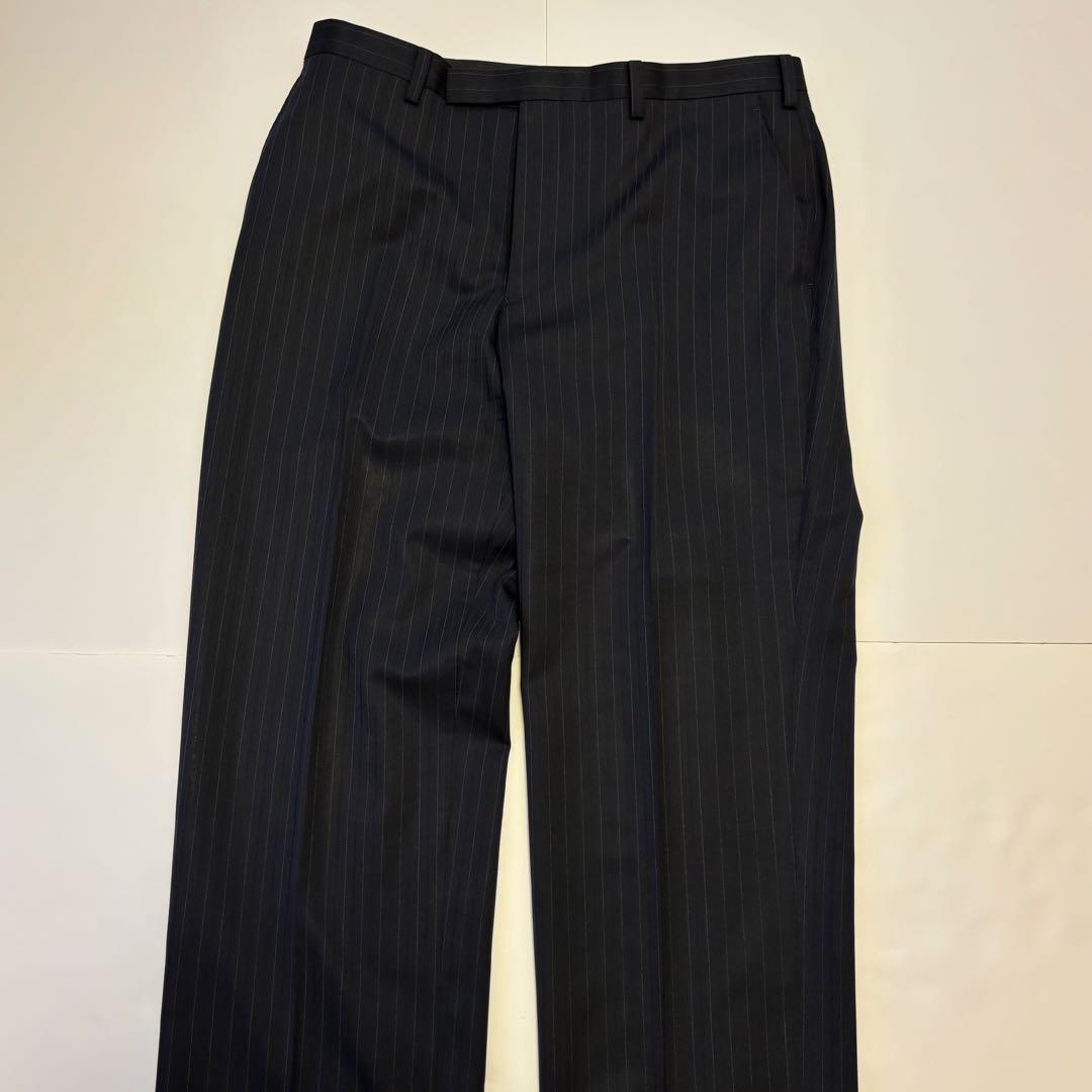 クリーニング済⭐BURBERRY BLACK LABELスーツストライプ黒×紫