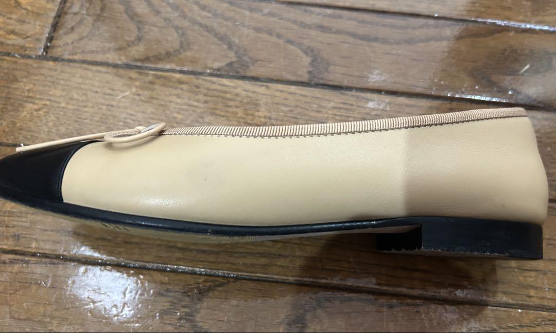 美品・CHANEL バレエシューズ ベージュ/ブラック36c