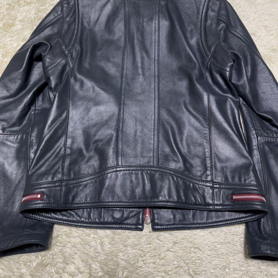 LOVELESS シングル　ライダースジャケット　ラムレザー　ネイビー　Mサイズ