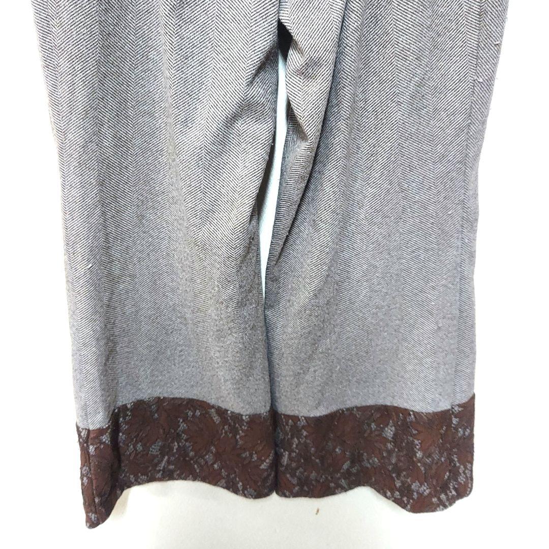 axes femme グレー ヘリンボーン ガウチョパンツ 可愛い M レース axes femme グレー ヘリンボーン ガウチョパンツ 可愛い M