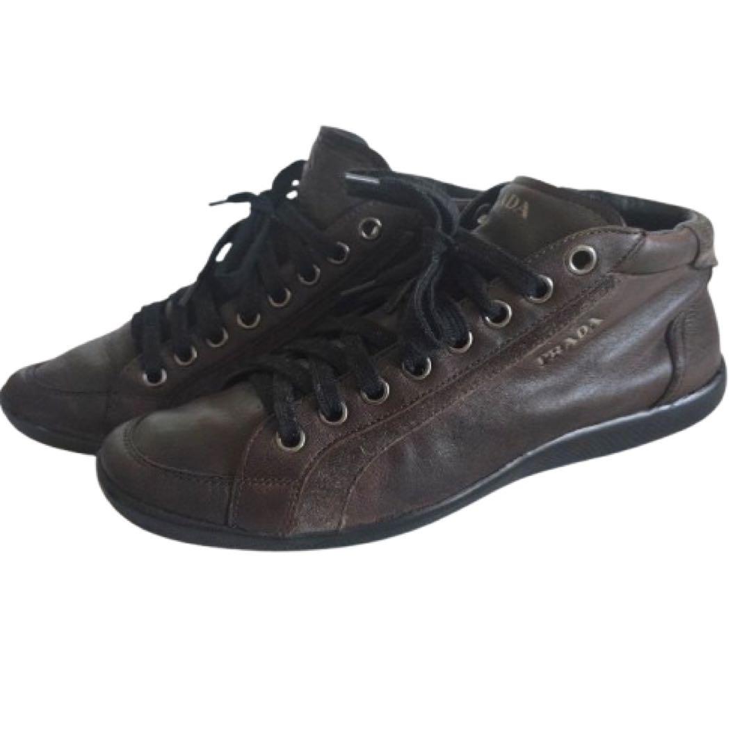 超 prada sport スニーカー ハイカット レザー26.5cm・PRADA