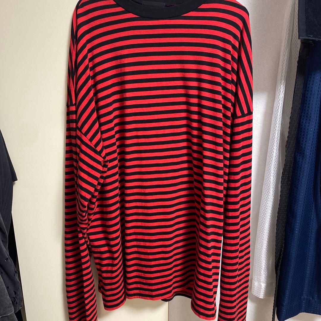 赤黒ボーダー ロンT y2k お兄系 グランジL