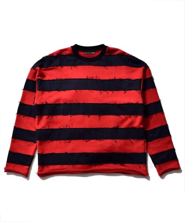 定価30800円 MINEDENIM ボーダー クルーネックスウェットトレーナー