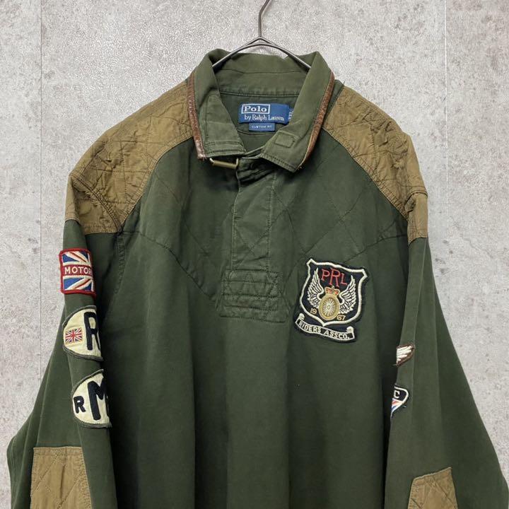 超格安一点 カーキ 刺繍ラガーシャツ 【入手困難2XL☆US輸入90s】ポロ ...