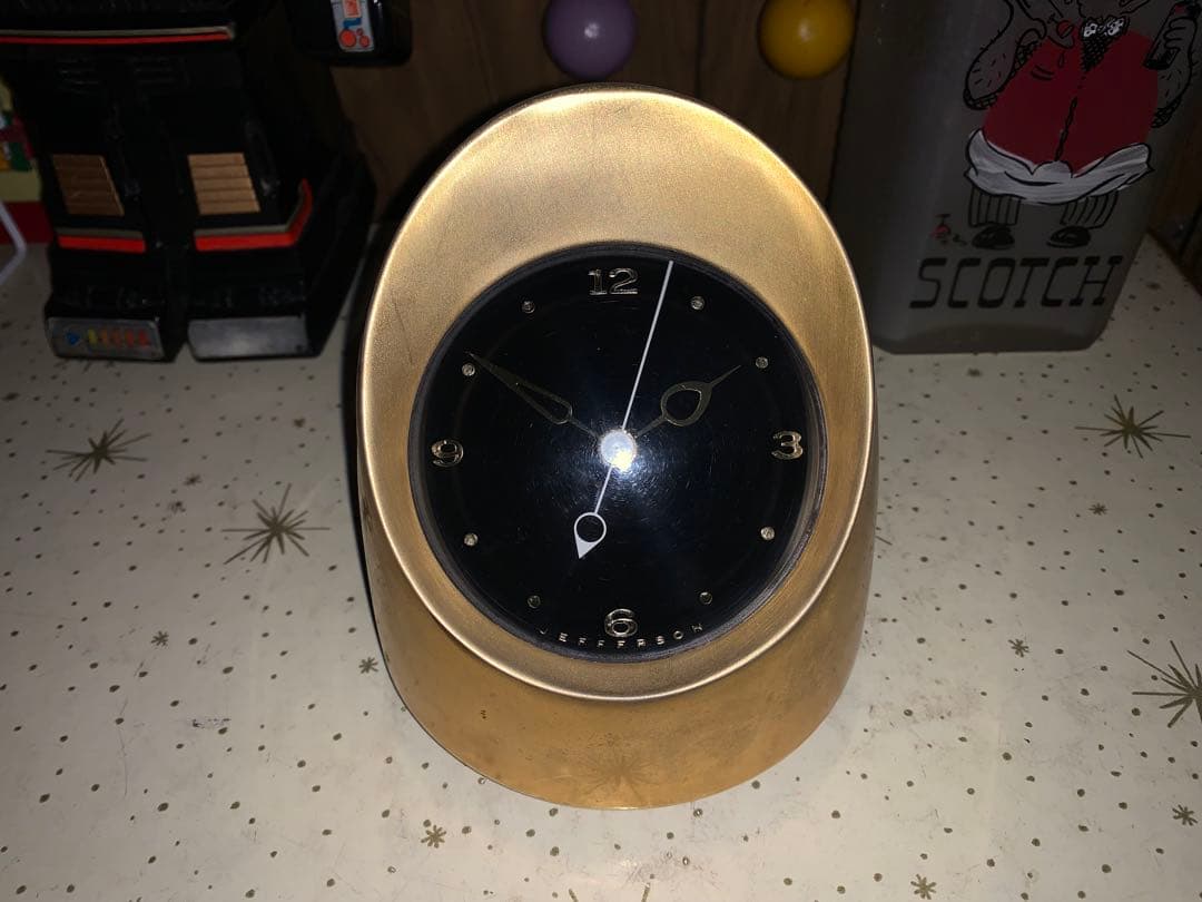 ビンテージ 動作品 レア ジェファーソン 電池式 置時計 スペースエイジ