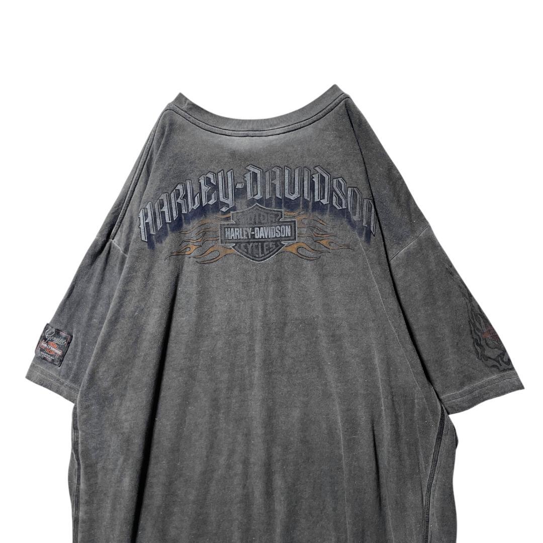 古着 ハーレーダビッドソン Tシャツ 死神 スカル ウォッシュ加工 XXL