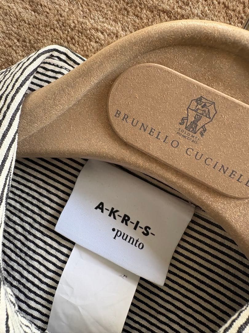 アクリス AKRIS punto ベルテッド ストライプ ワンピース_4
