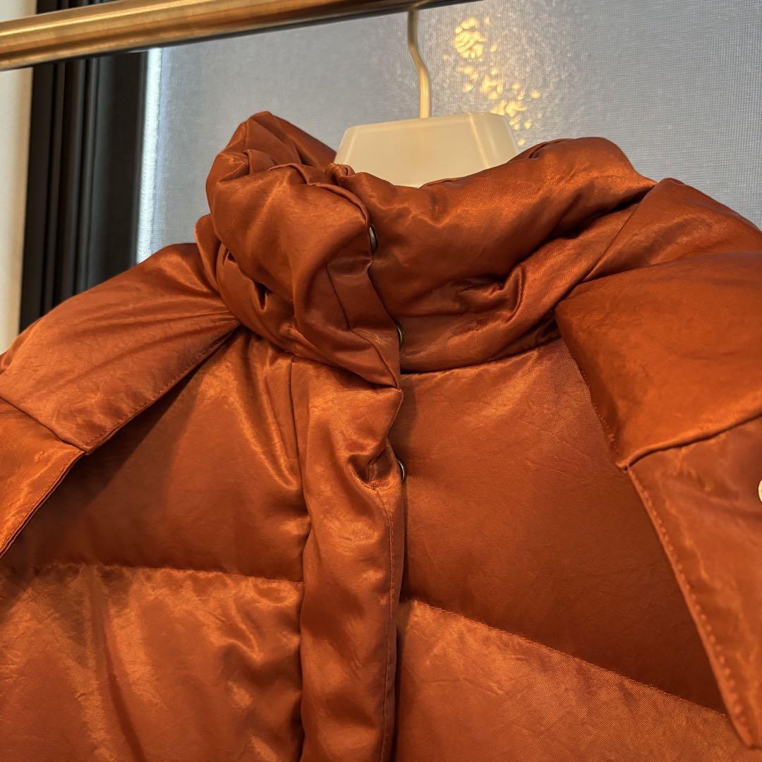 6 ロク SATIN HOOD DOWN サテンダウン ブラウン